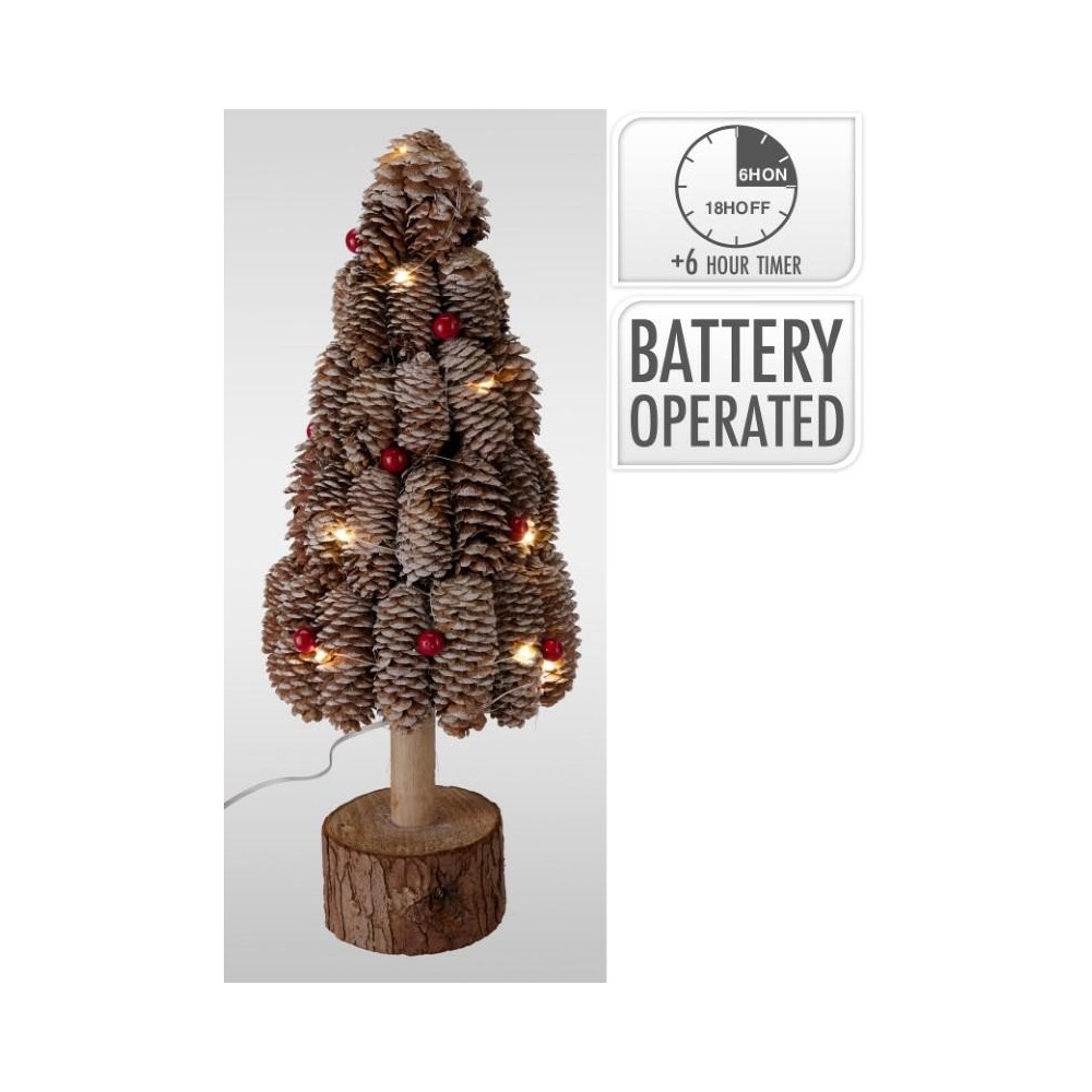 ALBERO LEGNO PIGNE 15 LED H.30